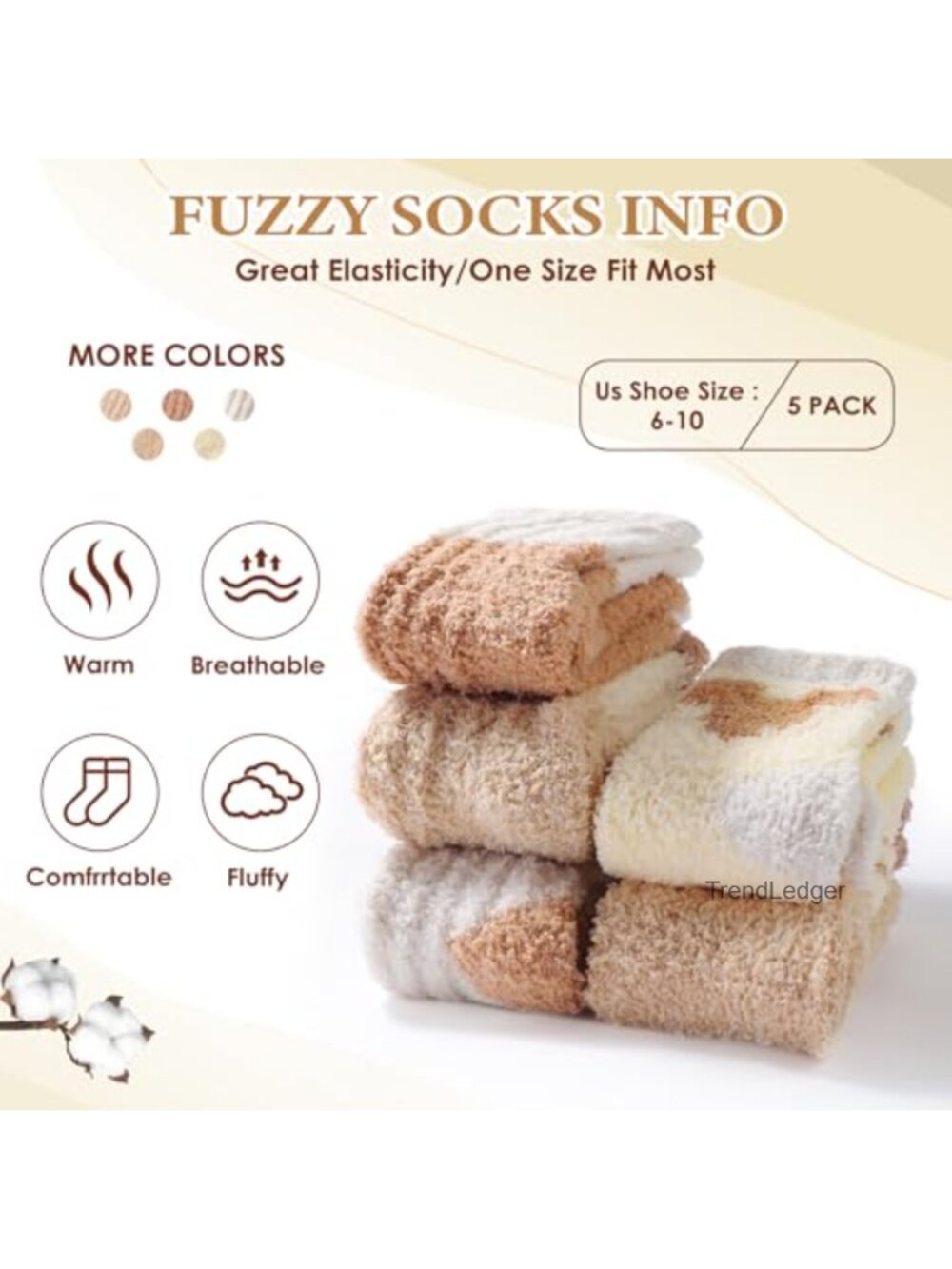 Fuzzy Slipper Socks for Women Cozy Microfiber Winter 5 Pairs - Picture 4 of 6